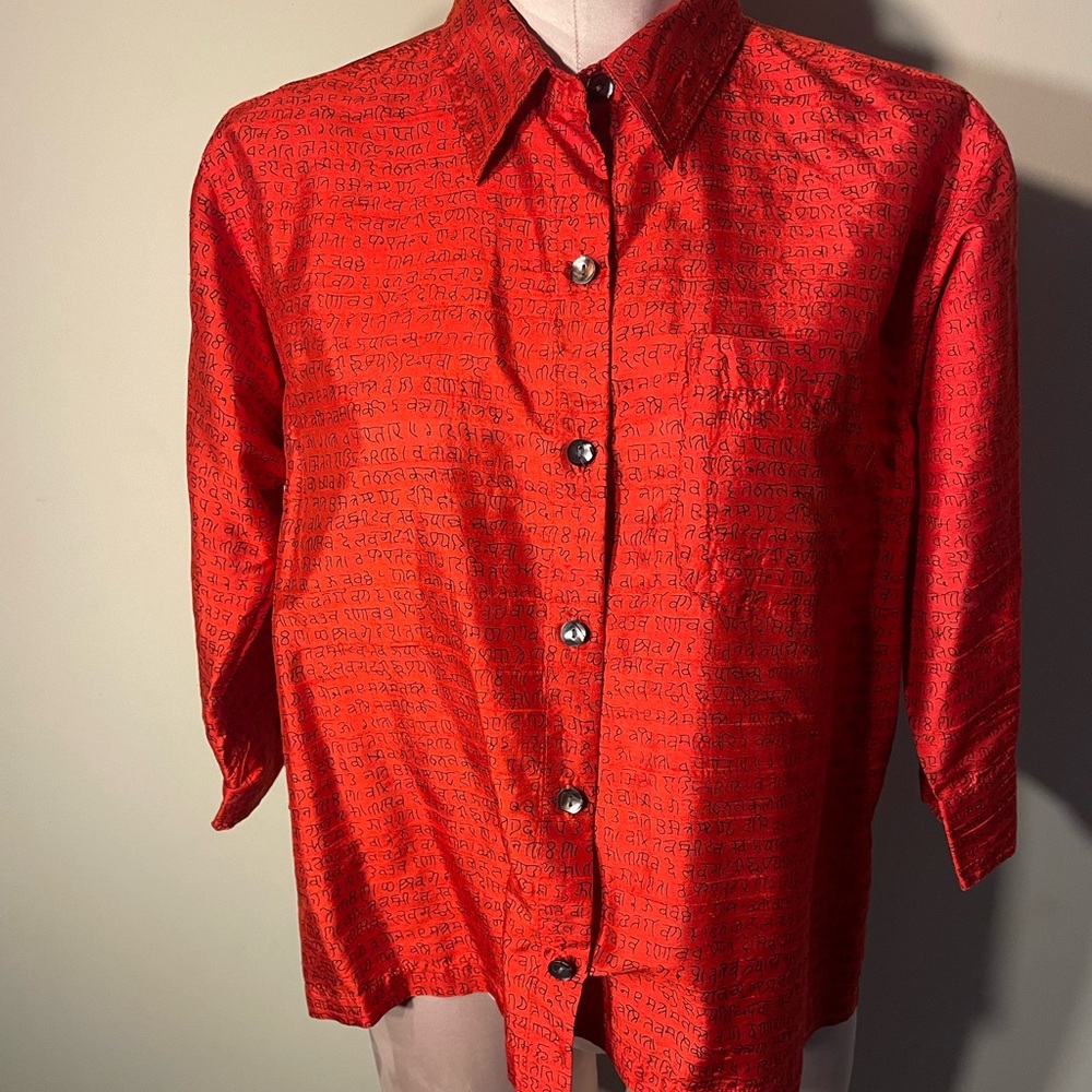 Chico's Bold Orange/Red Silk Top